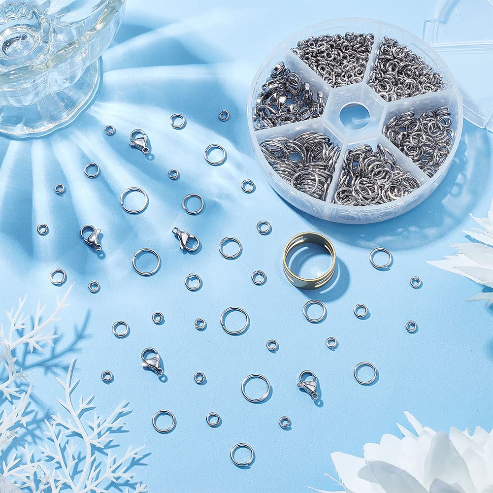 SUNNYCLUE – 150 Pezzi Per Creazione Gioielli: 50 Moschettoni Aragosta E 100 Anelli Aperti In Acciaio Inox