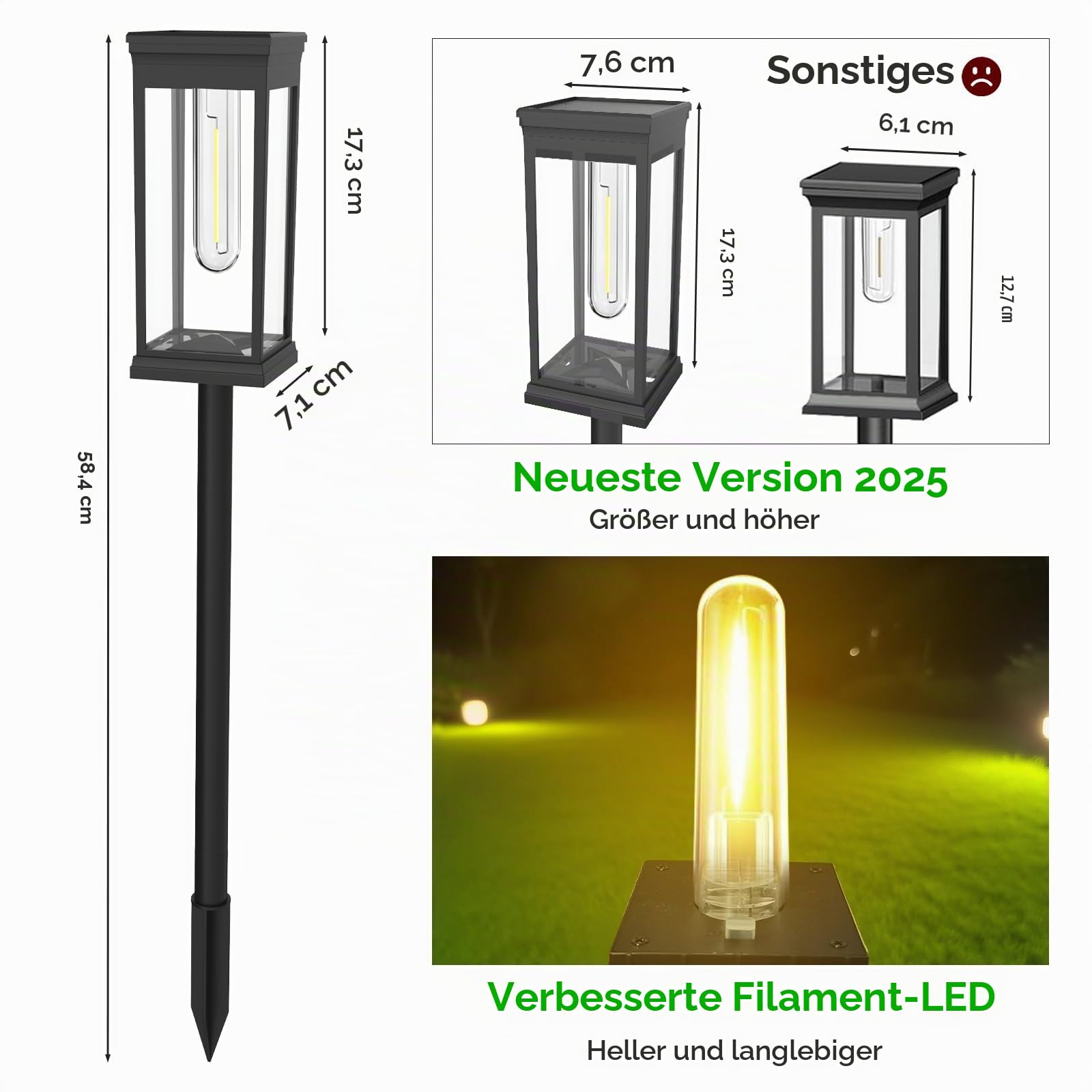 Upgraden Solarlampen für Außen Garten,8 Stück Solarleuchten für Außen,3000K Superhell Solar Gartenleuchten für Außen,Wasserdichte Solarleuchten Garten,Auto Ein/Aus Solar für Den Garten Hof Rasen