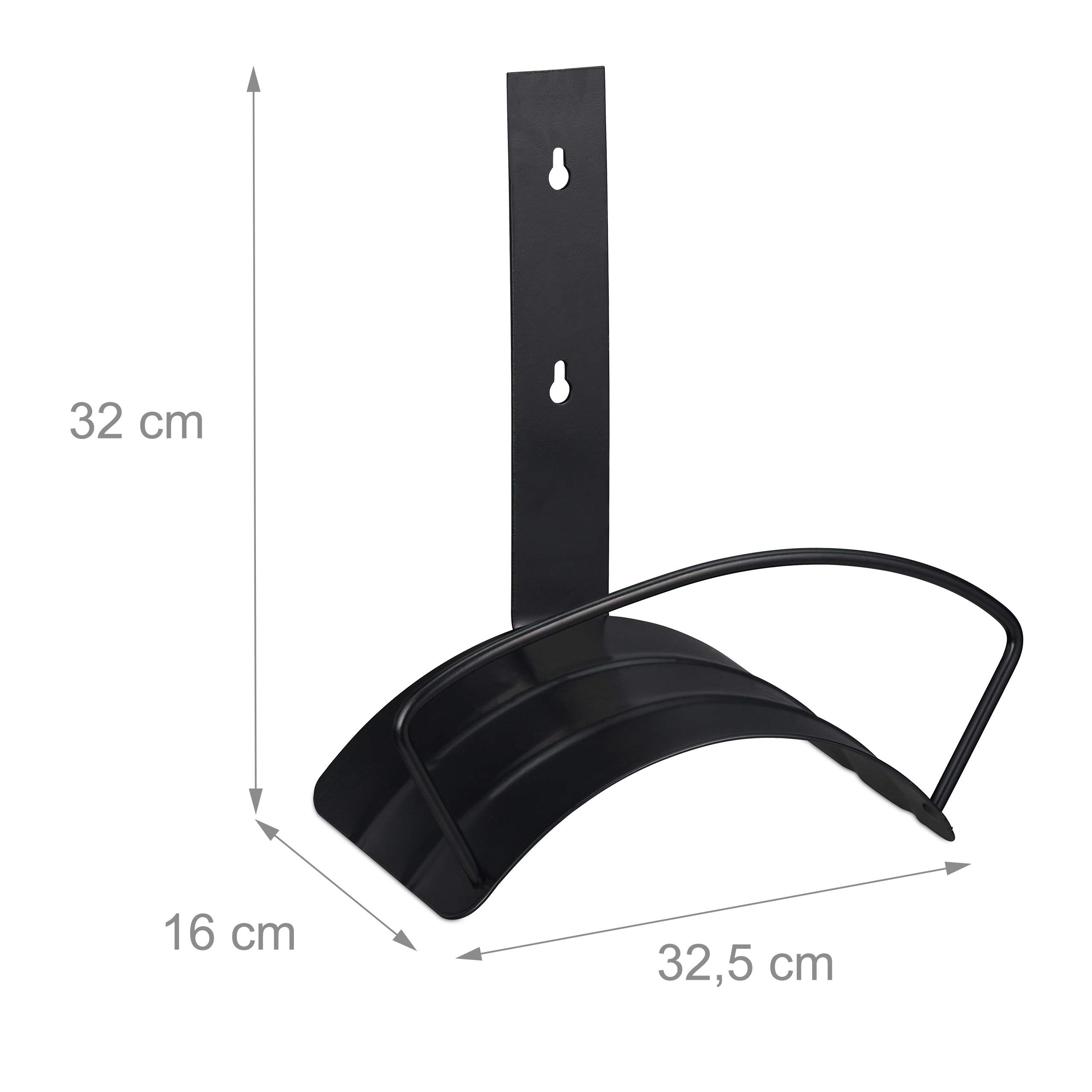 Relaxdays Support Tuyau d’arrosage, pour 60 m & 5/8", Enrouleur, dévidoir, Acier, Montage Mural, Rond, Jardin, Noir