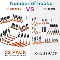 Vista 2 de Steel Garage Storage Hooks - 32 Pack Anti-Slip Coating, Heavy Duty Wall Mount Wall Hooks for Hanging Bike, Ladder, Garden Tools, Power Tools, Bulk