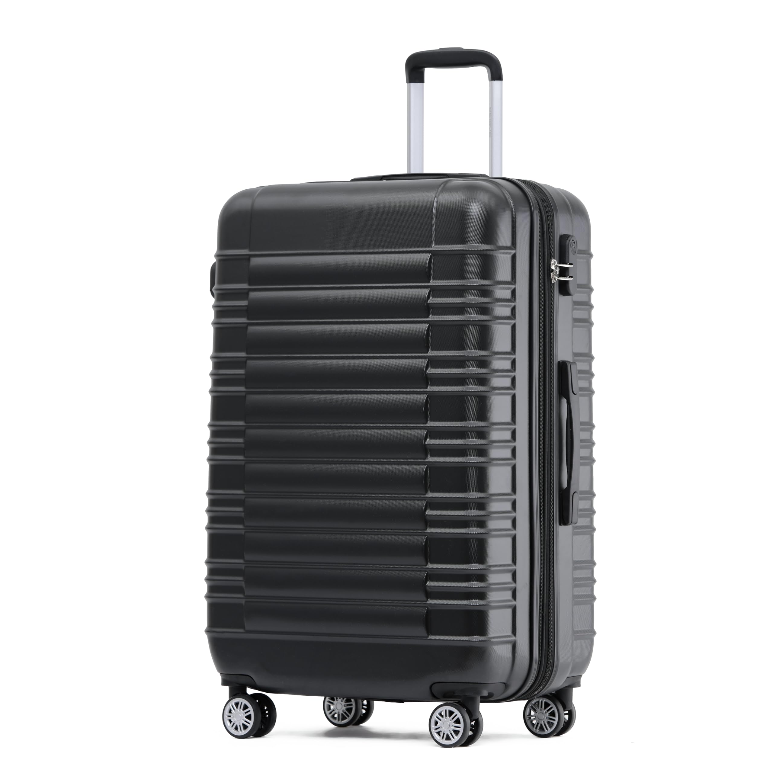 BEIBYE 2088 Hartschalenkoffer aus ABS mit 4 Zwillingsrollen, Reisekoffer Trolley mit Zahlenschloss und Teleskopgriff, Erweiterbarer Koffer M L XL oder Kofferset, Handgepäck 55 cm