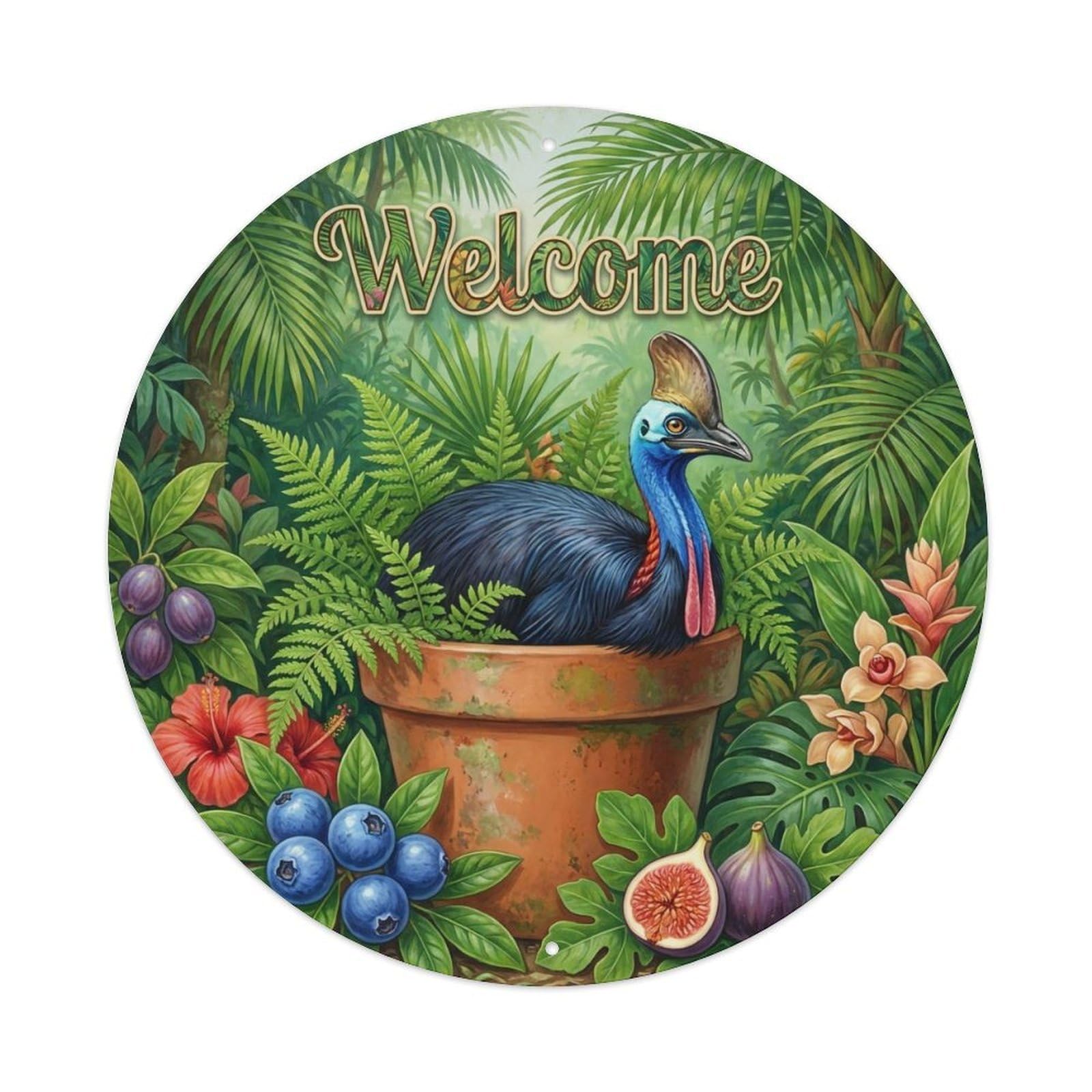 Okahys 8X8inch(20X20cm) Welcome Cassowary Rainforest Fruit Metal Tin Sign