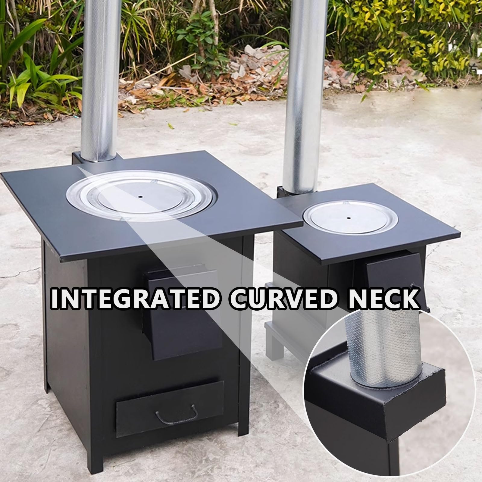 Stufa A Pellet Stufa A Legna for Riscaldamento Interno Include Wok E Canna Fumaria Materiale in Lamiera D'acciaio Adatto A Diversi Combustibili(55 * 58 * 60cm)