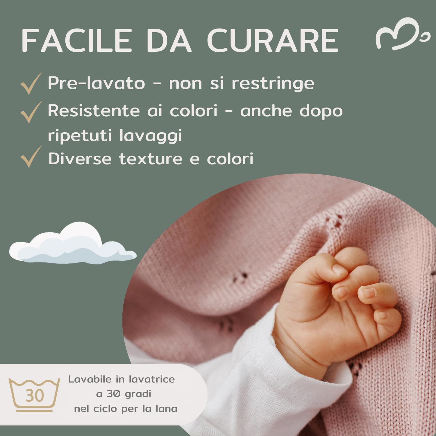 Coperta Lana Merino 100% - 75x100 cm - Copertina Neonato Invernale