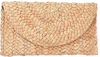 Borsa da spiaggia in paglia estiva con pochette in paglia da donna Portafoglio con busta estiva in tessuto geometrico fatto a mano Borse con pochette da spiaggia Boho