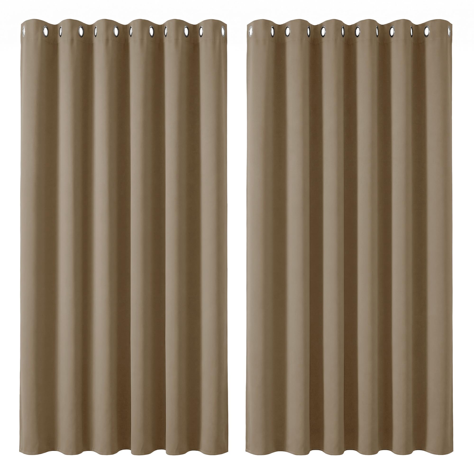 Deconovo Tan Brown Super Soft Bedroom Curtains Blackout Thermal Insulated Eyelet Blackout Curtains For Nursery 90X108 Inch 2 Panels