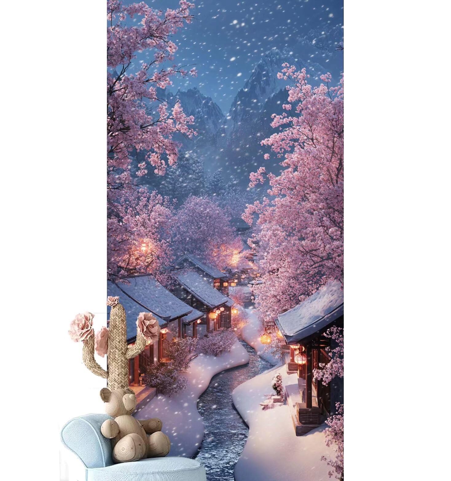 Dipingere con i Numeri per Adulti Bambini,Paint by Numbers con Pennelli Pittura a Pigmento Acrilico,Fai Da Te pittura di Numeri Kit Decora la casa Regalo (Senza Cornice)- Inverno,Albero 80x220cm V-952