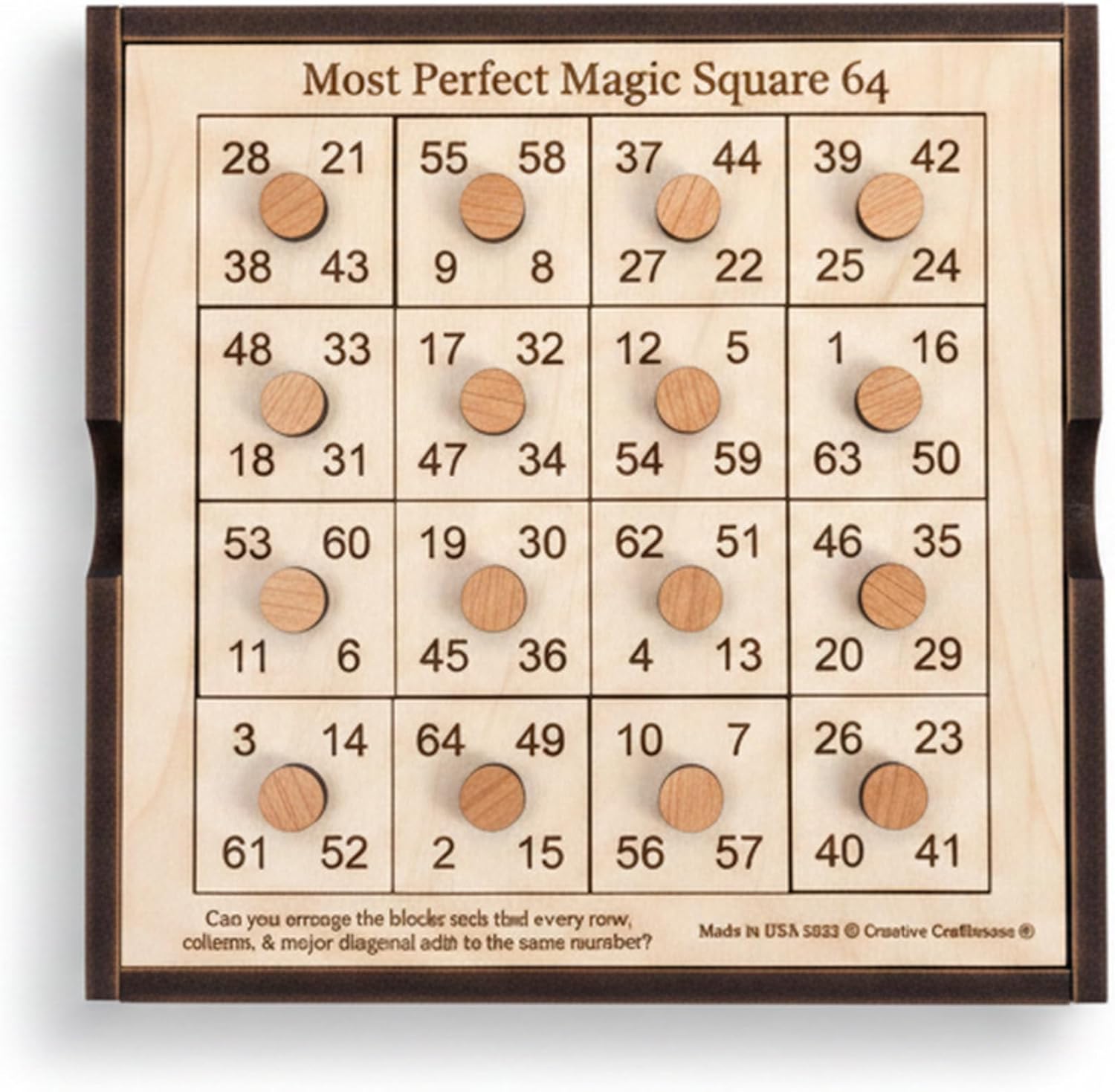 The Most Perfect Square 64: Impossible Wooden Brain Teaser Puzzle for Adult Math Enthusiasts and Puzzle Lovers