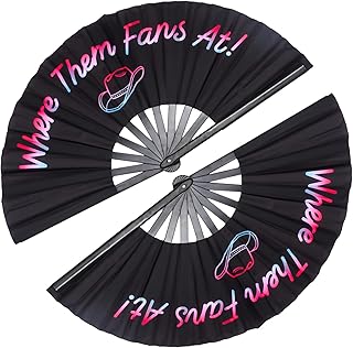 2 Pack 13 Inch Clack Popping Line Dancing Fans Boots on The Ground Large Foldable Clacking Hand Fan Make Sound for Dance Rave (Where Them Fans at)