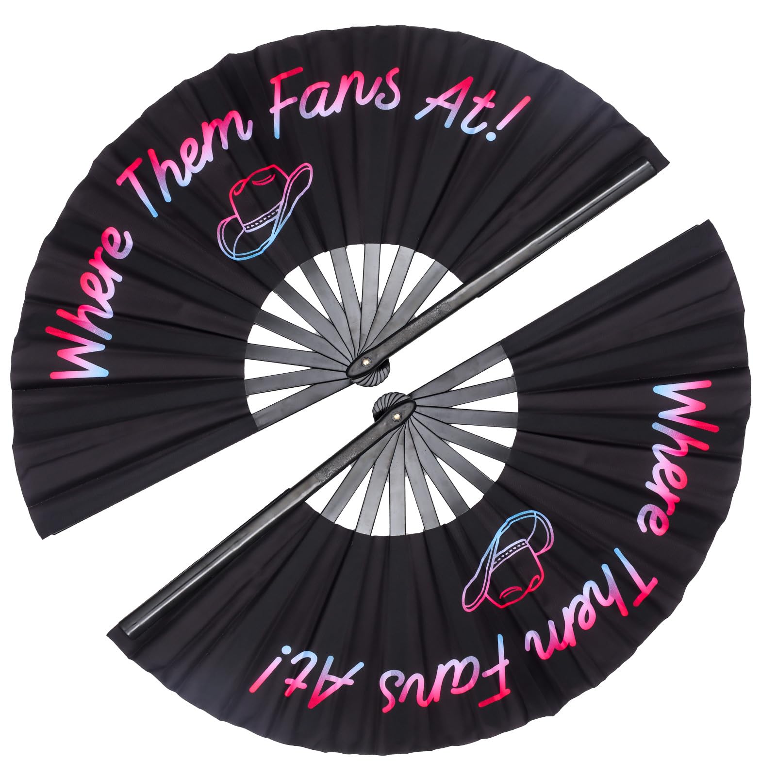 ZESTLASH 2 Pack 13 Inch Clack Popping Line Dancing Fans Boots on The Ground Large Foldable Clacking Hand Fan Make Sound for Dance Rave (Where Them