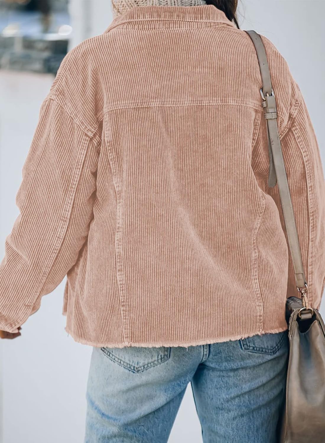 Dokotoo Womens Corduroy Jackets Button Down Long Sleeve Casual Shacket Coats Outwear - Image 2