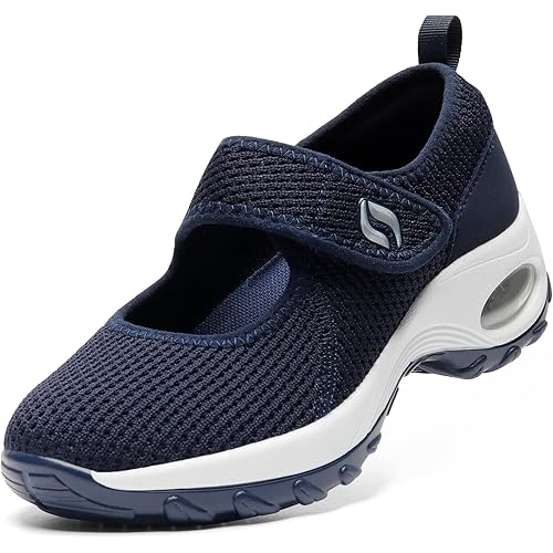 STQ Womens Walking Shoes Non Slip Work Shoes Breathable Orthotic Nursing Shoes Adjustable Mary Jane Shoes