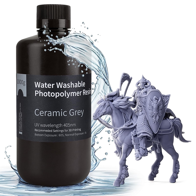 ELEGOO 水洗型 3D 打印快速树脂 405nm 光聚合树脂 陶瓷灰