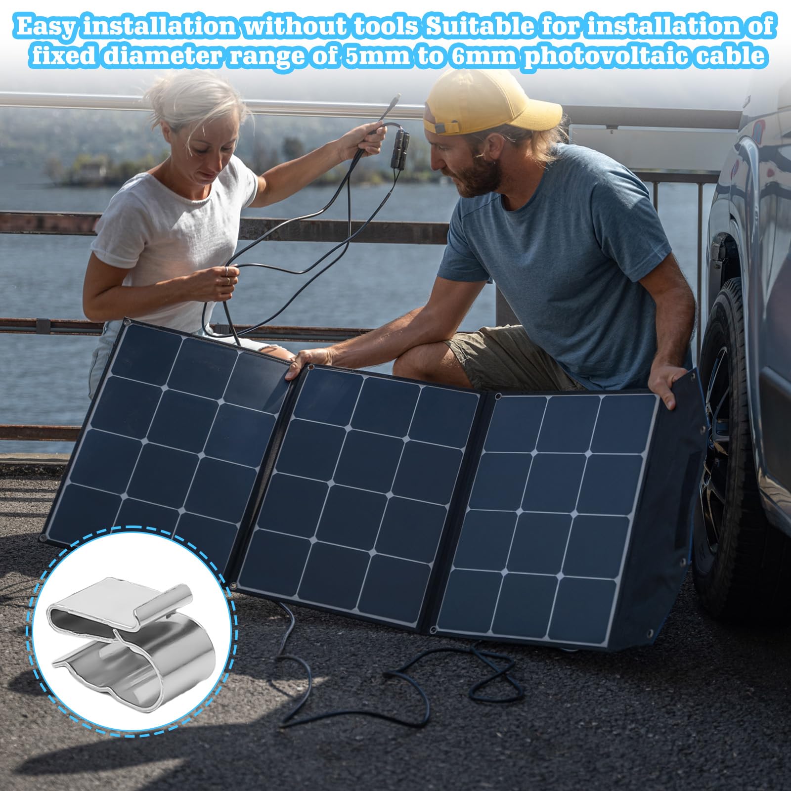 50 Clip Portacavo Per Pannelli Solari – Fermacavi In Plastica Per Organizzare Fili Fotovoltaici