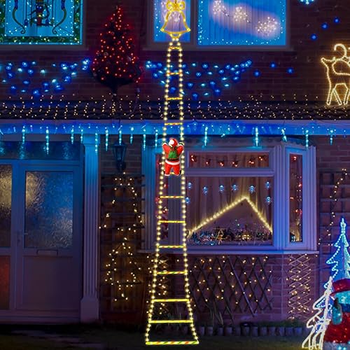 Miniatura 6 de Luces de escalera de Navidad de 10 pies, 8 modos de luz LED de Navidad con Papá Noel, luces colgantes de escalera de escalada de Papá Noel, luces