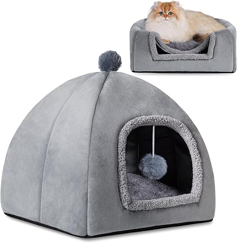 Miniatura 7 de Cueva de cama para gatos para interiores, adecuada para cama de cúpula de gato, cama escondida para gatos de interior con colchón extraíble para