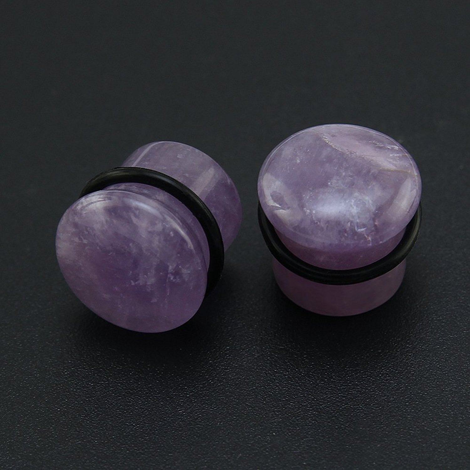 6 paia miste orecchio Flare singola pietra Plugs Expander tunnel Calibri Silicone O-Ring