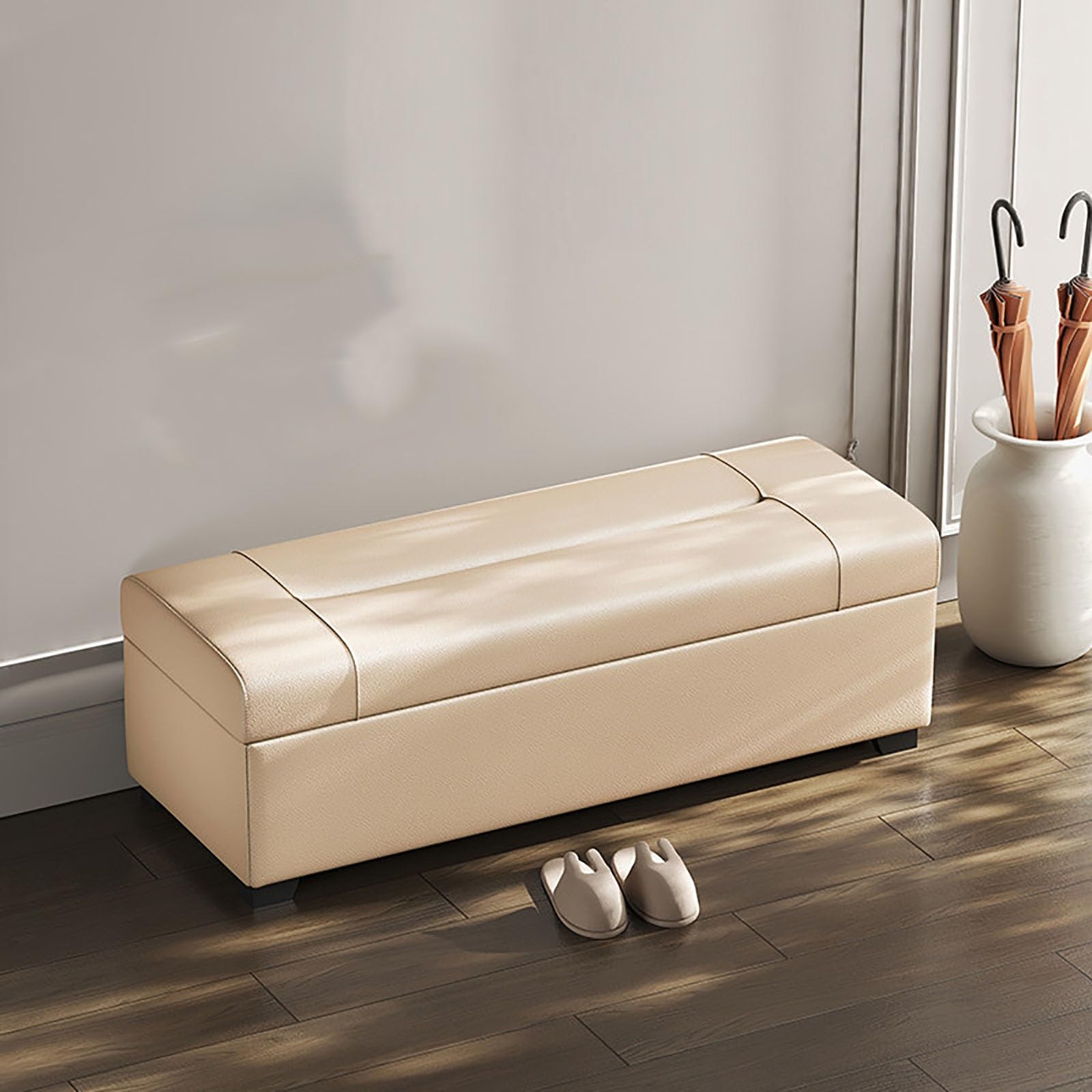 Repose-pieds et table basse de salon coffre de rangement en cuir