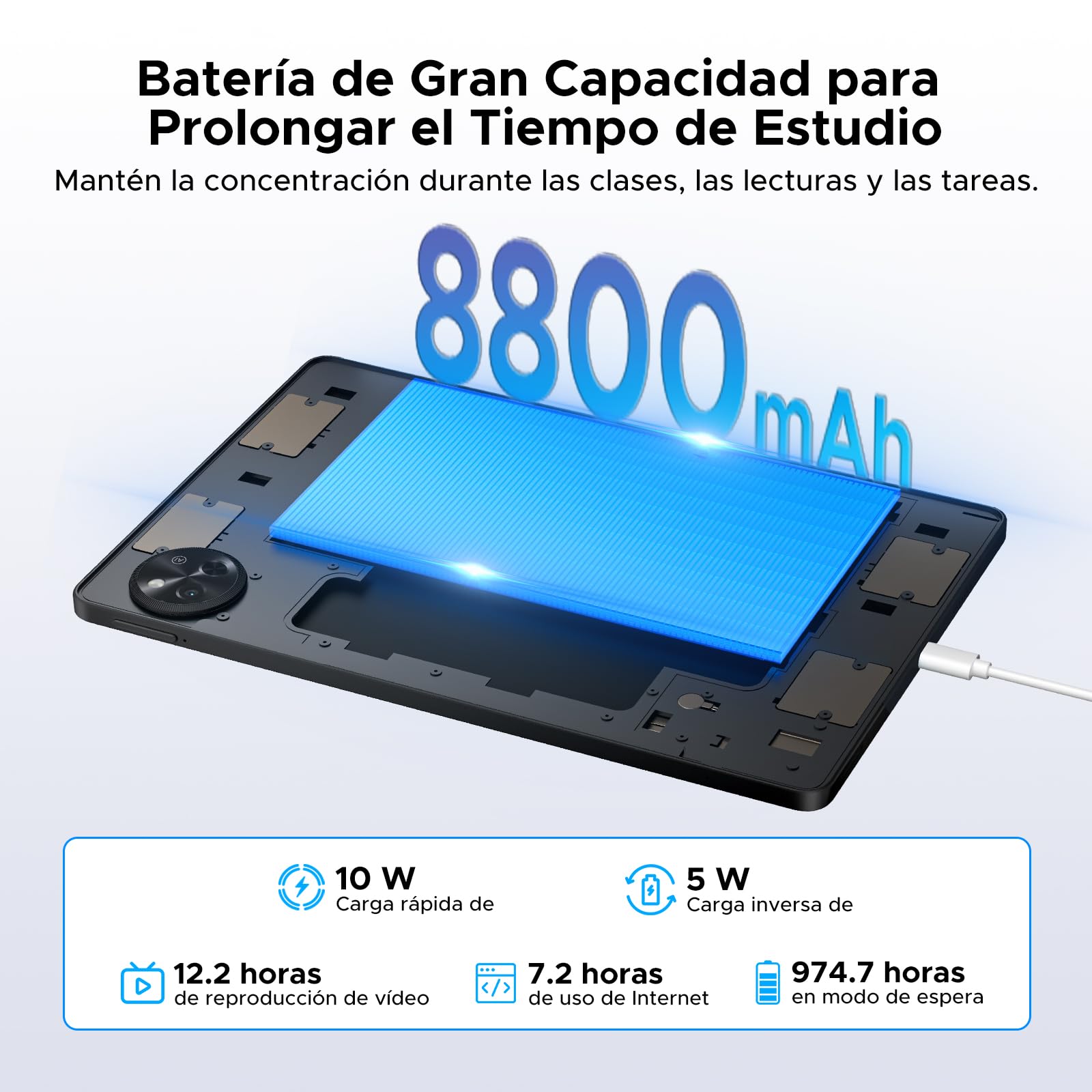 P11 Android 16 Tablet 11 Pulgadas, 48GB RAM + 128GB ROM/2TB TF, T7250 Octa-Core, 90Hz, 8800mAh, 13MP+5MP, Gemini AI, Widevine L1, Face ID, GPS, OTG, Doble altavoz, Tablet con Teclado y Lápiz, Negro