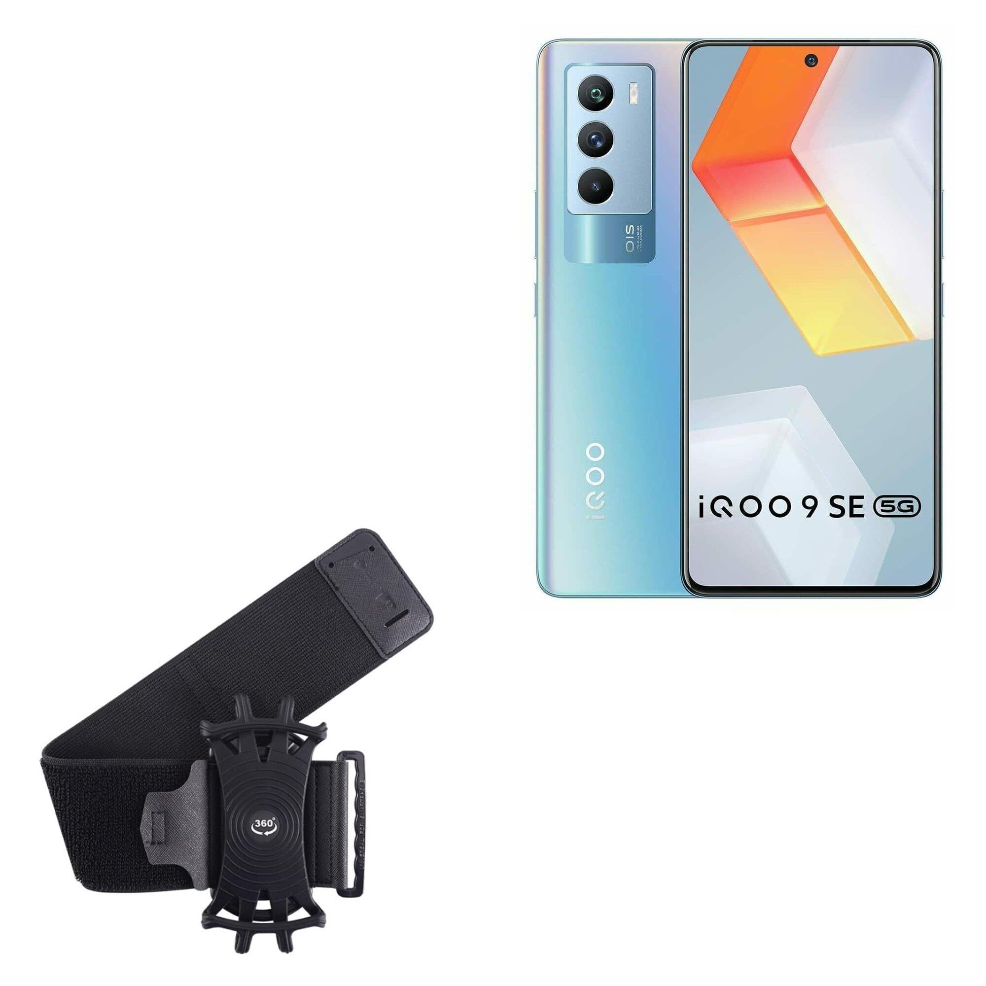 BoxWave Holster Compatible with iQOO 9 SE - ActiveStretch Sport Armband, Adjustable Armband for Workout and Running - Jet Black