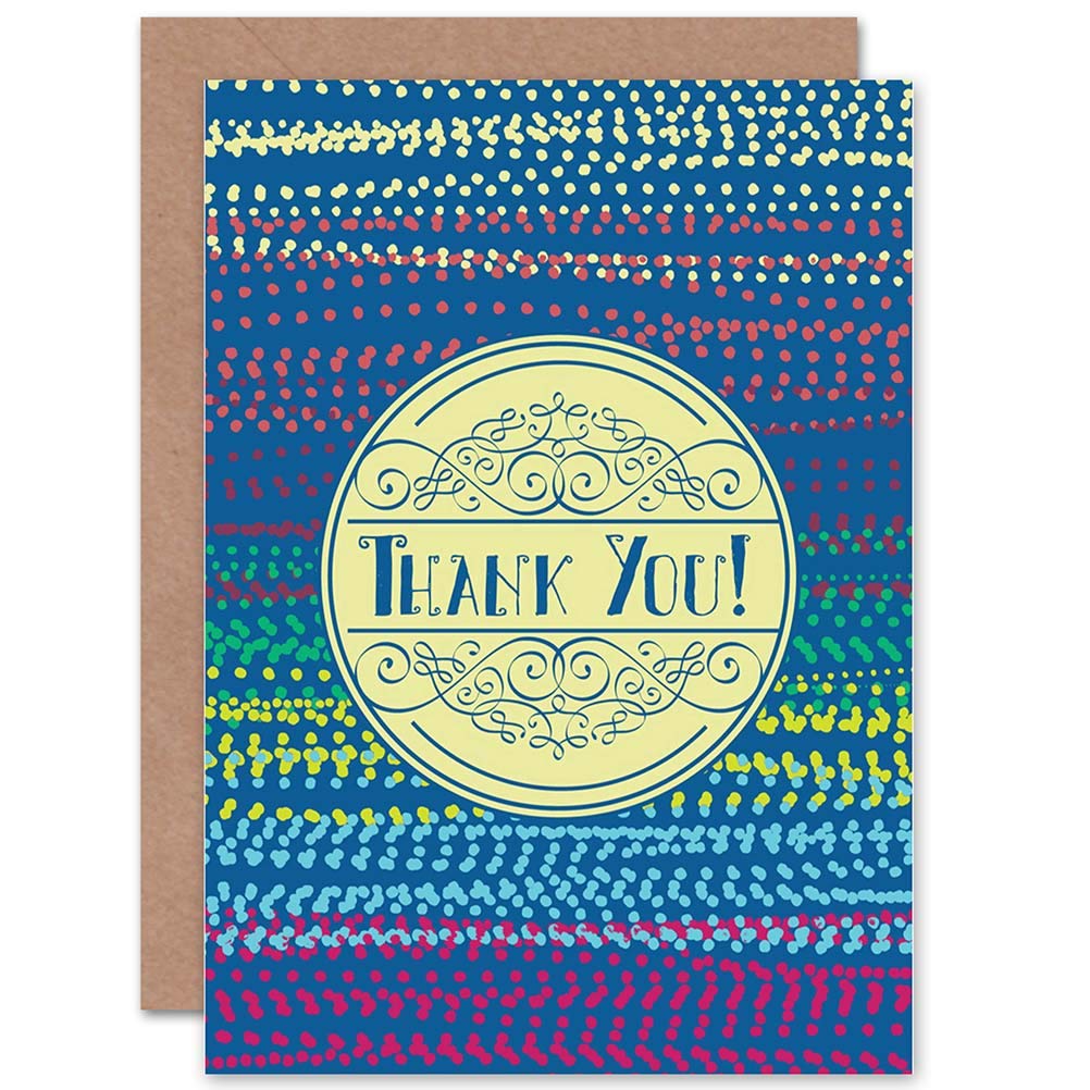 Wee Blue Coo CARD GREETING THANKS THANK YOU GOLD DISK DOTTED THEME GIFT
