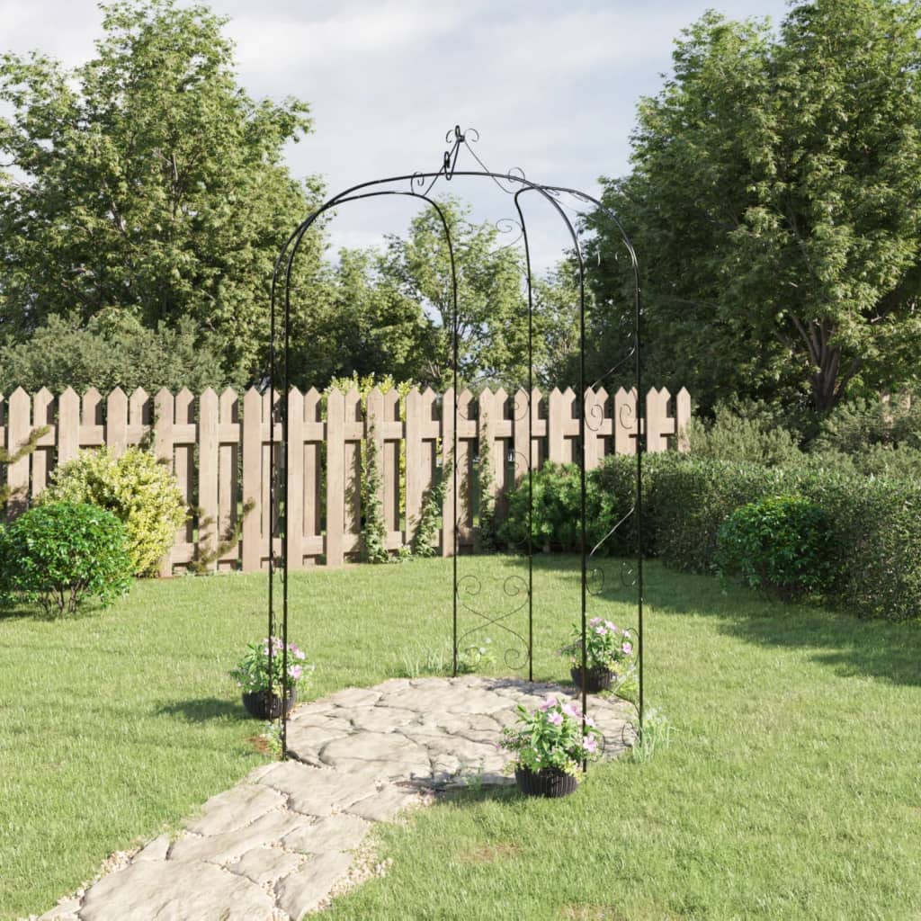 Pulverbeschichteter Stahl Rosenbogen Ø180x255 cm, Stabiler Gartenbogen als Eingang für Kletterpflanzen, robuste Gartenlaube für Rosen und Dekoration mit Tüll oder Lichterketten