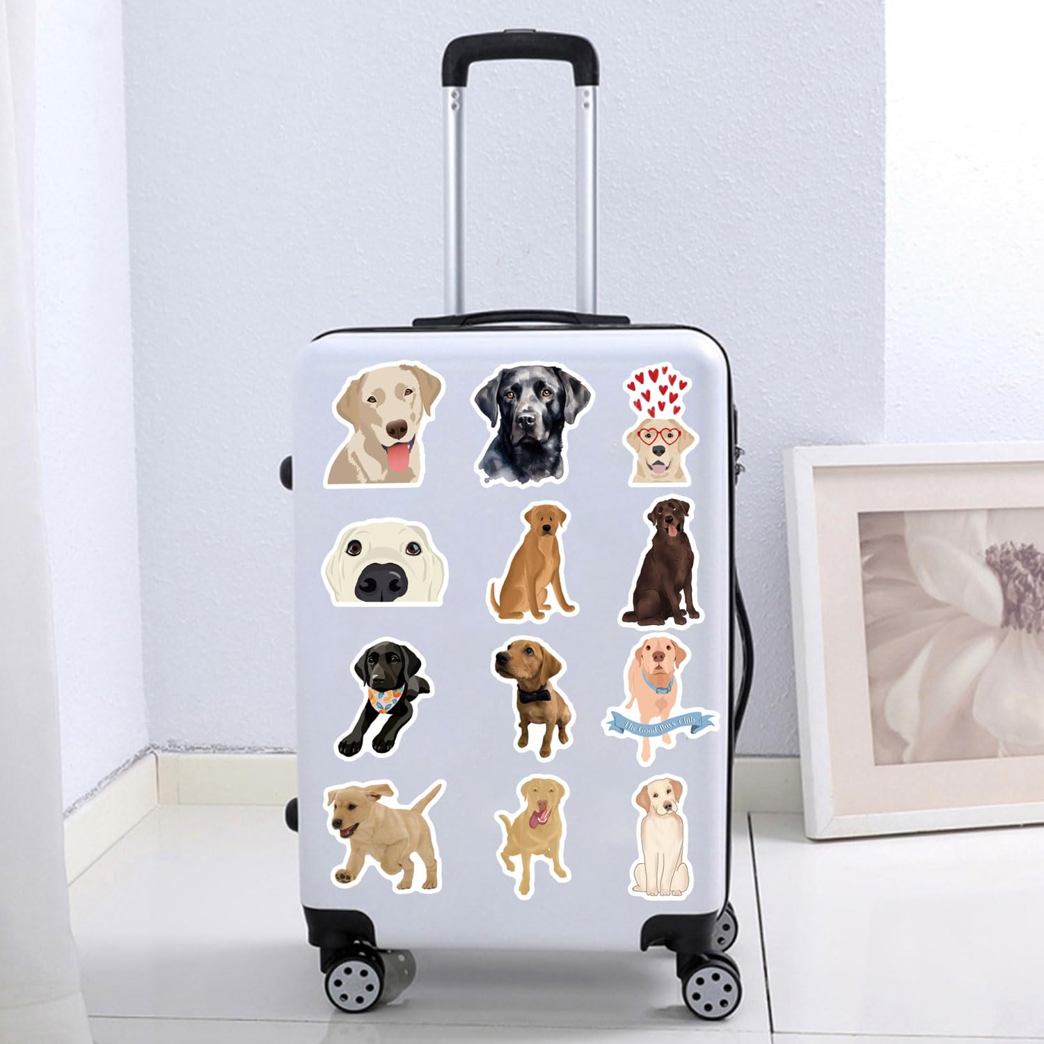 60pcs Labrador Retriever Stickers Vinyl Waterproof Aesthetic Cute Cartoon Animals Dog Decals Stickers for Laptop Water Bottles Skateboard Book Scrapbook Luggage Decals for Adults