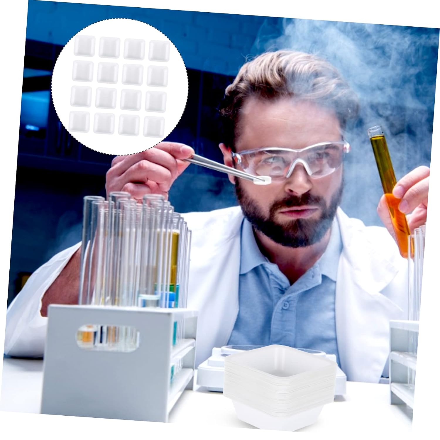 50pcs Anti-Static Weighing Boats Plastic Weighing Plates for Lab Use Smooth Non-Stick Surface Accurate Measurement Dishes for Powders Liquids