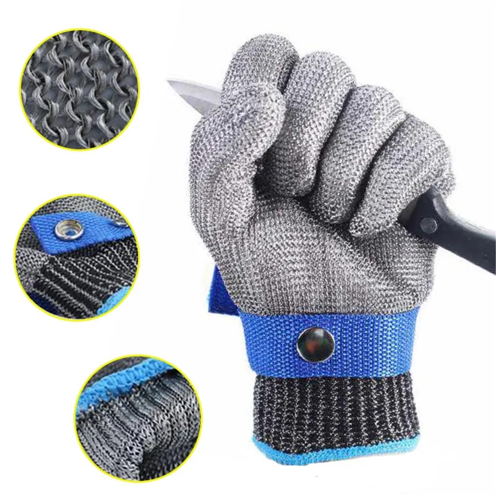 Gants anti-coupures, s de travail anti-coupure (1 pièce) en maille métallique et fil d'acier inoxydable, résistants aux coupures perforations, for la protection viande(Small)