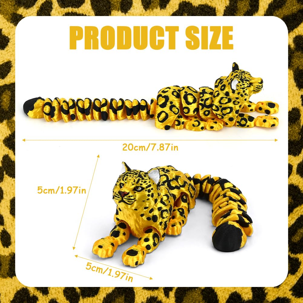 21cm / 8.27inch 3D Printed Animals Snow Leopard with Joint Mobility Poseable Figure Can Lie Down But Not Stand Up Articulated Animal Toy 3D Printed Creature Flexible Animals for Desk Decor (D) - Image 2