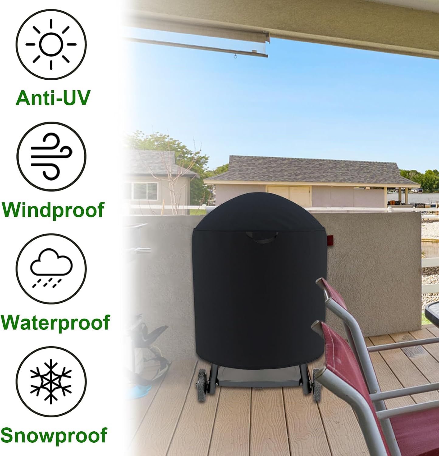 Extra Large Grill Cover Fits Weber Ranch Kettle Charcoal Grill 37",Char-Griller AKORN Kamado Charcoal Grill Model E16620,Outdoor Round Grill Cover(46" D)