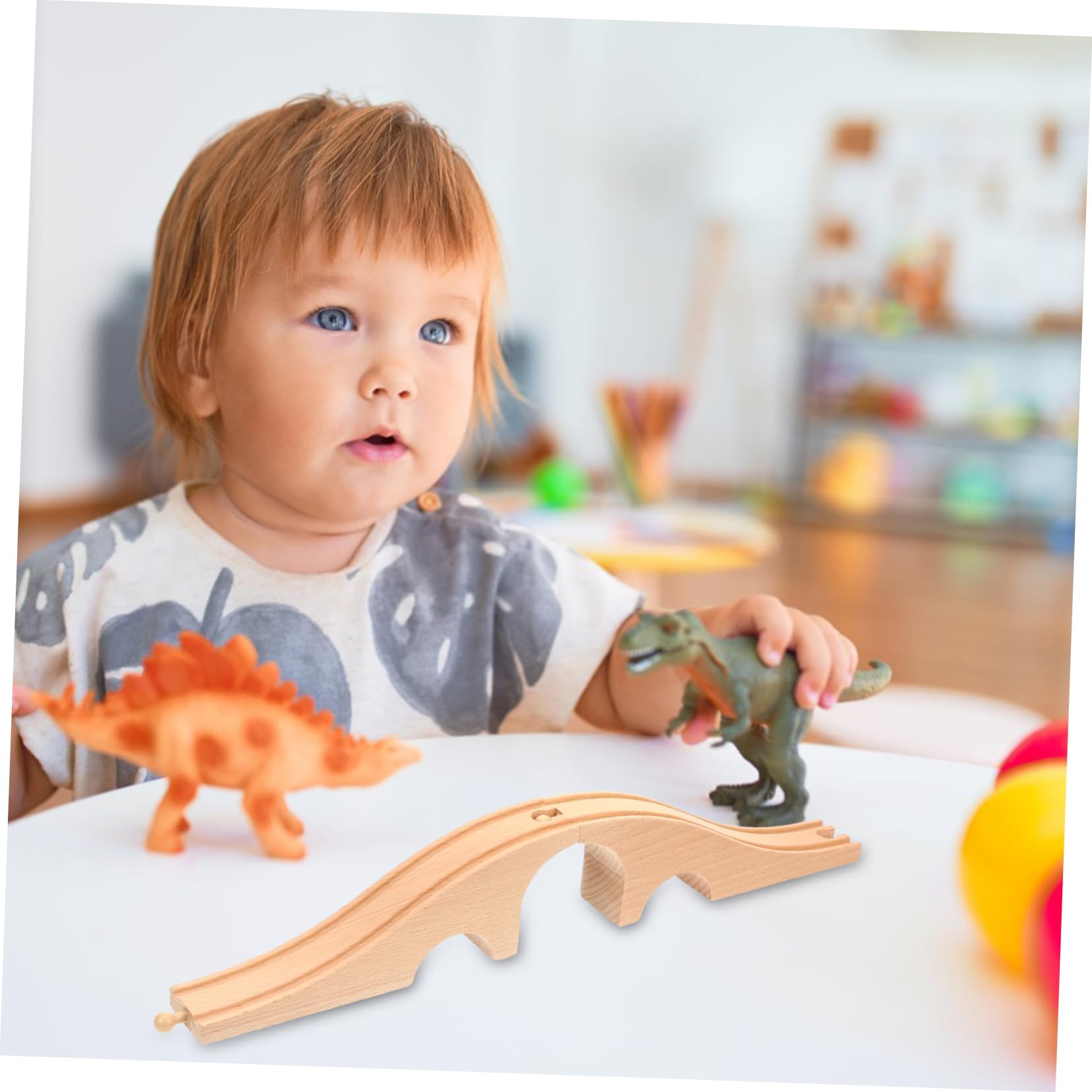 Modelleisenbahnbrücke für Kinder, 2 Stück Zubehör zur Schienen Erweiterung | Holz und Kunststoff, Aufbau für Zuglandschaft, Leichtes Design, Passend für Szenenbau