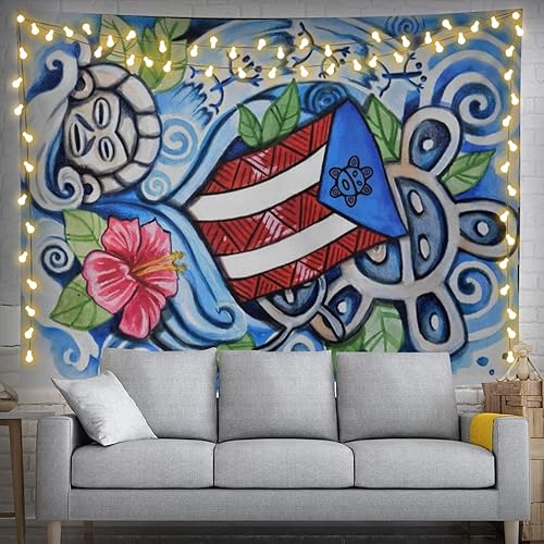 Miniatura 2 de Kizon Arte para colgar en la pared de la bandera de Puerto Rico, tapiz boricua puertorriqueño para sala de estar, dormitorio, 60 x 40 pulgadas