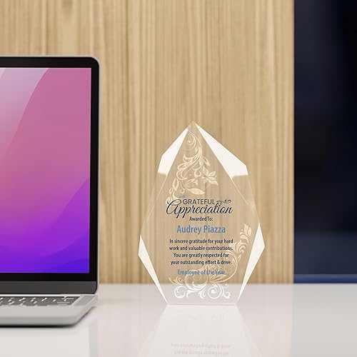 Miniatura 7 de Baudville Trofeo de placa de premio de apreciación grabada personalizada, personalización única para jefe, empleado, gerente, miembro de la junta,
