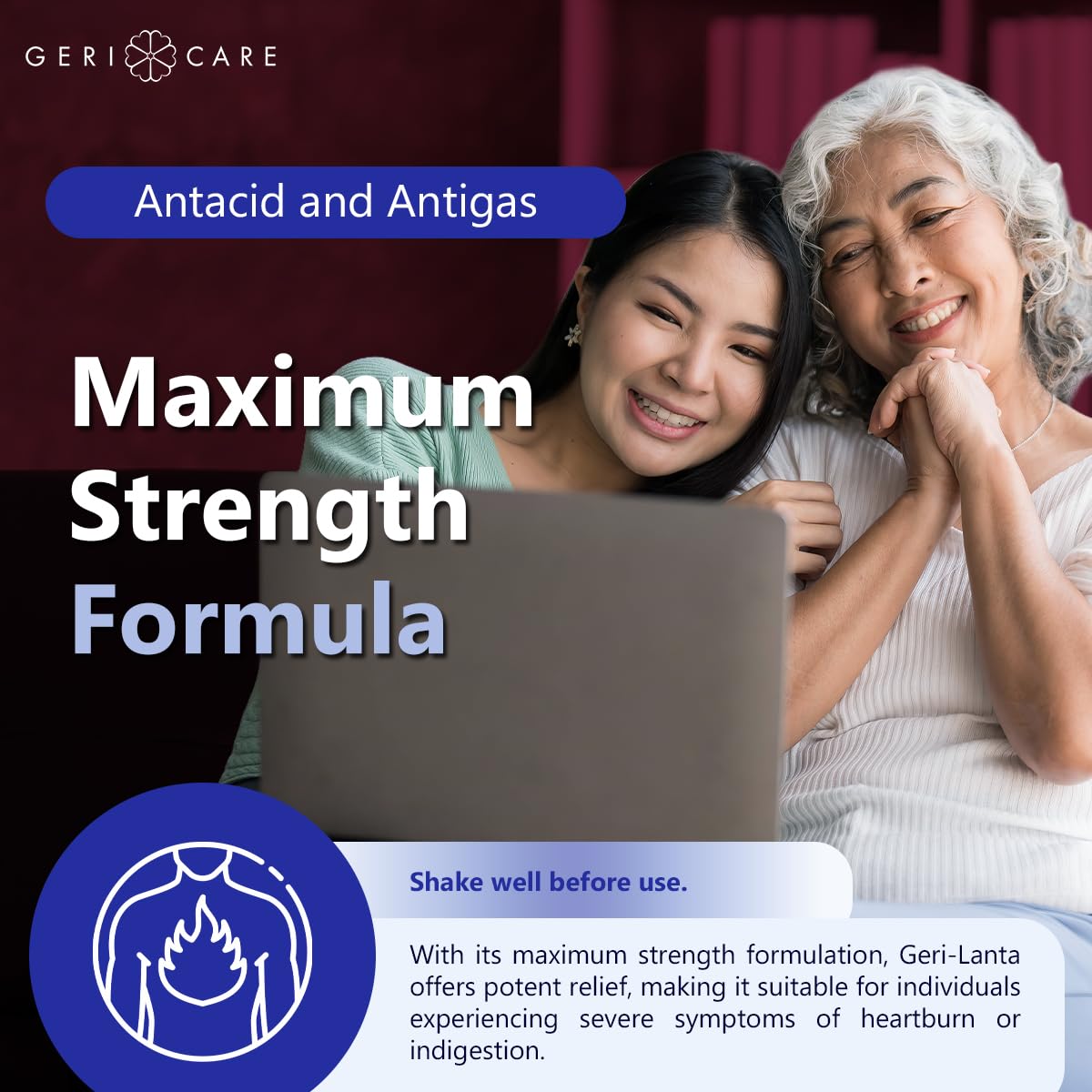 GeriCare Maximum Strength Geri-Lanta Antacid & Antigas for Heartburn, Acid Indigestion, Pressure and Bloating, Liquid, 12 Fl Oz (Pack of 1) — Amazon image 3