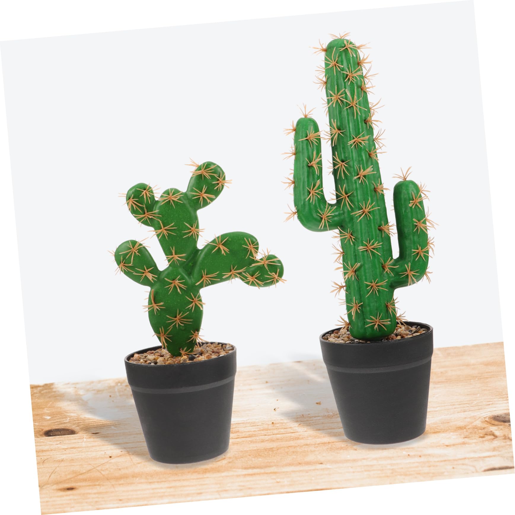 IMIKEYA 2 Pezzi Cactus di Fiori Falsi Mini Cactus Figurine di Cactus Pianta Artificiale Cactus Piccolo Ornamento Bonsai Pianta in Vaso da Tavolo in Plastica