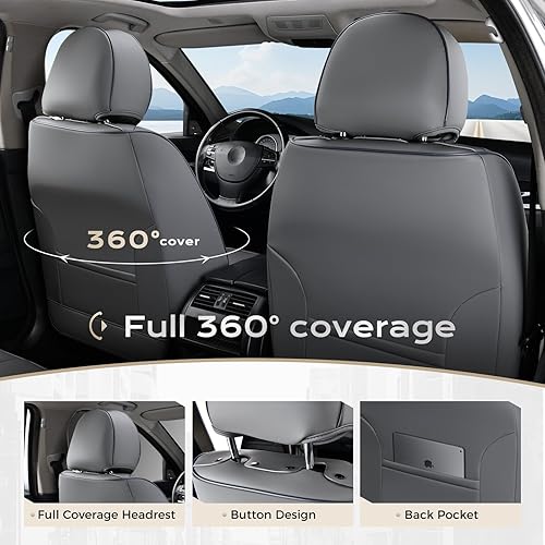 Miniatura 114 de Coverado - Fundas para asientos delanteros de automóvil, 2 piezas - Cojín de piel Nappa, protectores impermeables de ajuste universal para sedanes