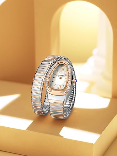Miniatura 5 de Gosasa Elegante reloj de pulsera con forma de serpiente para mujer, diseño único, bobina de serpiente, vestido elegante, pulsera de diamantes, reloj