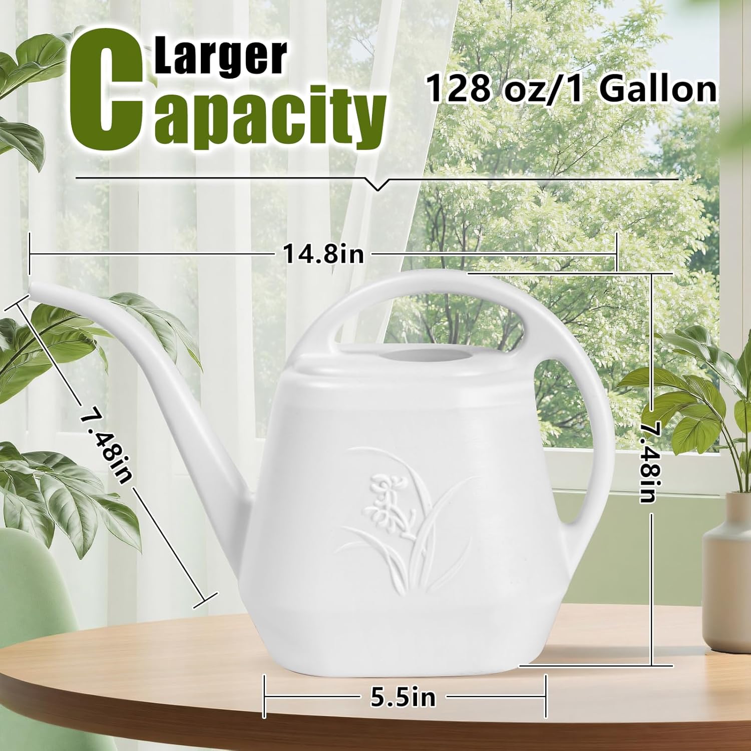 Plastic Watering Can - White Color - 1 Gallon thumbnail