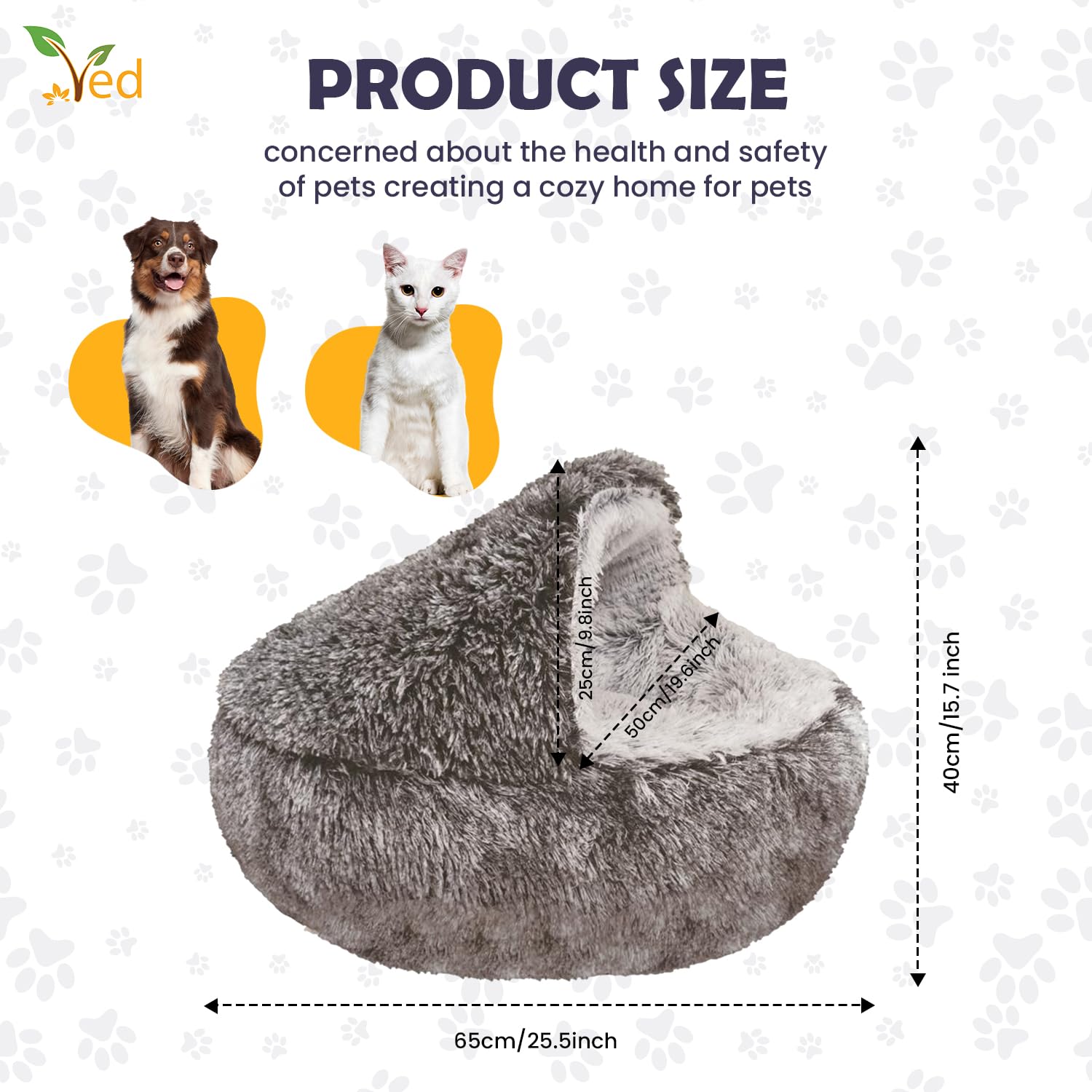 Ved Cama para Gatos y Camas Perros Medianos - Dog Bed Cueva para Mascotas Pequeñas, Casa Interior Invierno, Cueva Gato y Perro, Saco Dormir Gatos, Casa Interior Fred