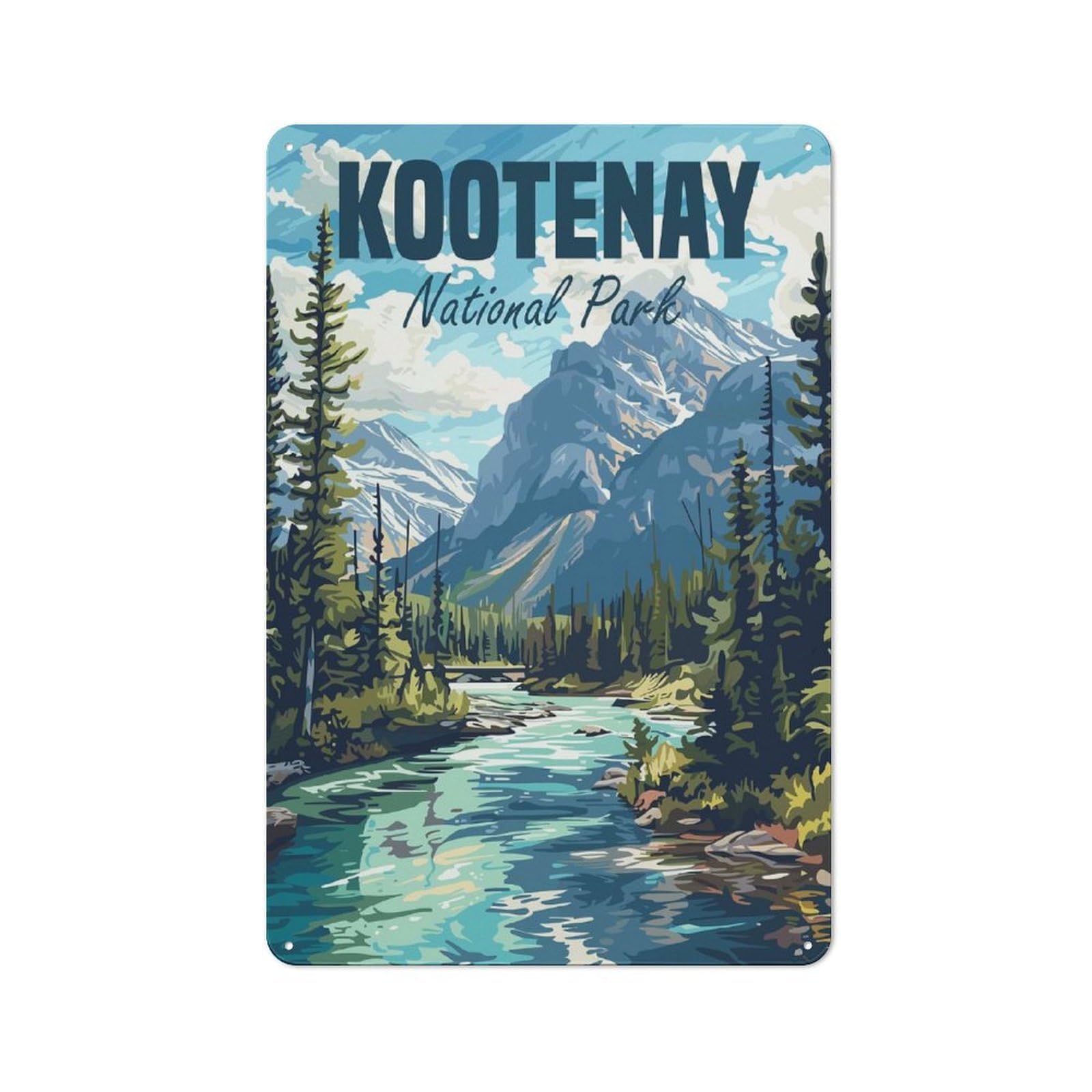 Junmoney Kootenay National Park Tin Wall Plaque 30X20cm With For Workshop Wall, Suited To Makers And Diy Enthusiasts