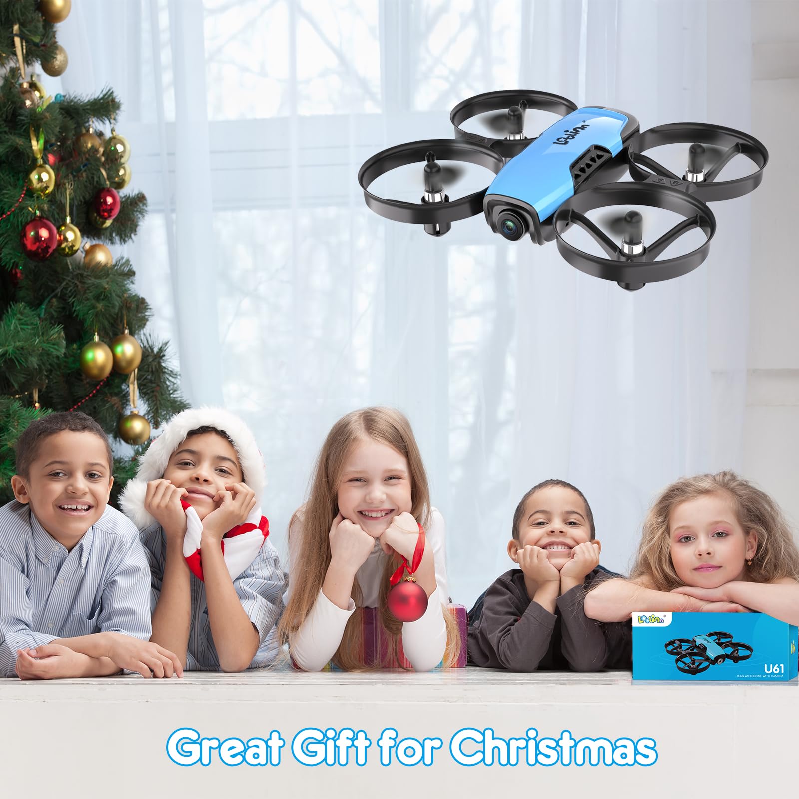 Loolinn | Drone Giocattolo con Telecamera, Regalo per Bambini(DA 8 anni in su) - Mini Quadricottero Radiocomandato, Sicuro Da Far Volare, Due Batterie, Certificazione Approvata C0 (Regalo di Natale)