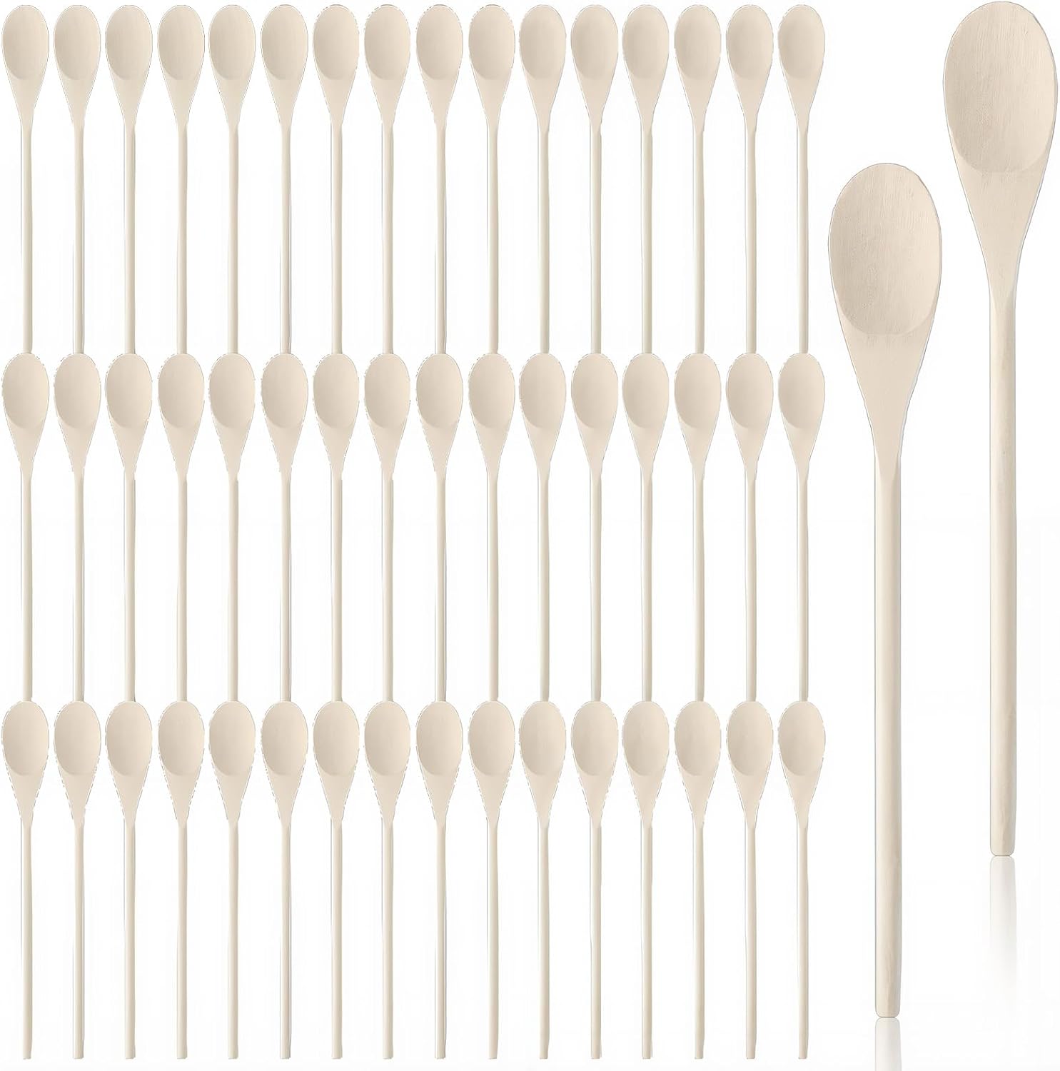 50 Pack 12 Inch Long Handle Wooden Spoons