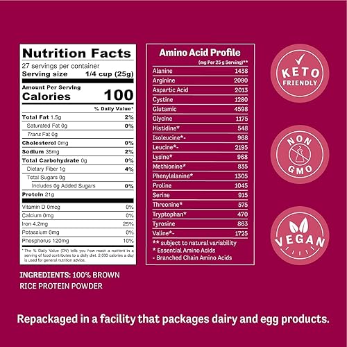 Miniatura 4 de Judee's - Proteína de arroz integral en polvo (80% de proteína), 1.5 libras, 100% sin OMG y germinada, sin lácteos y apta para dieta cetogénica, sin