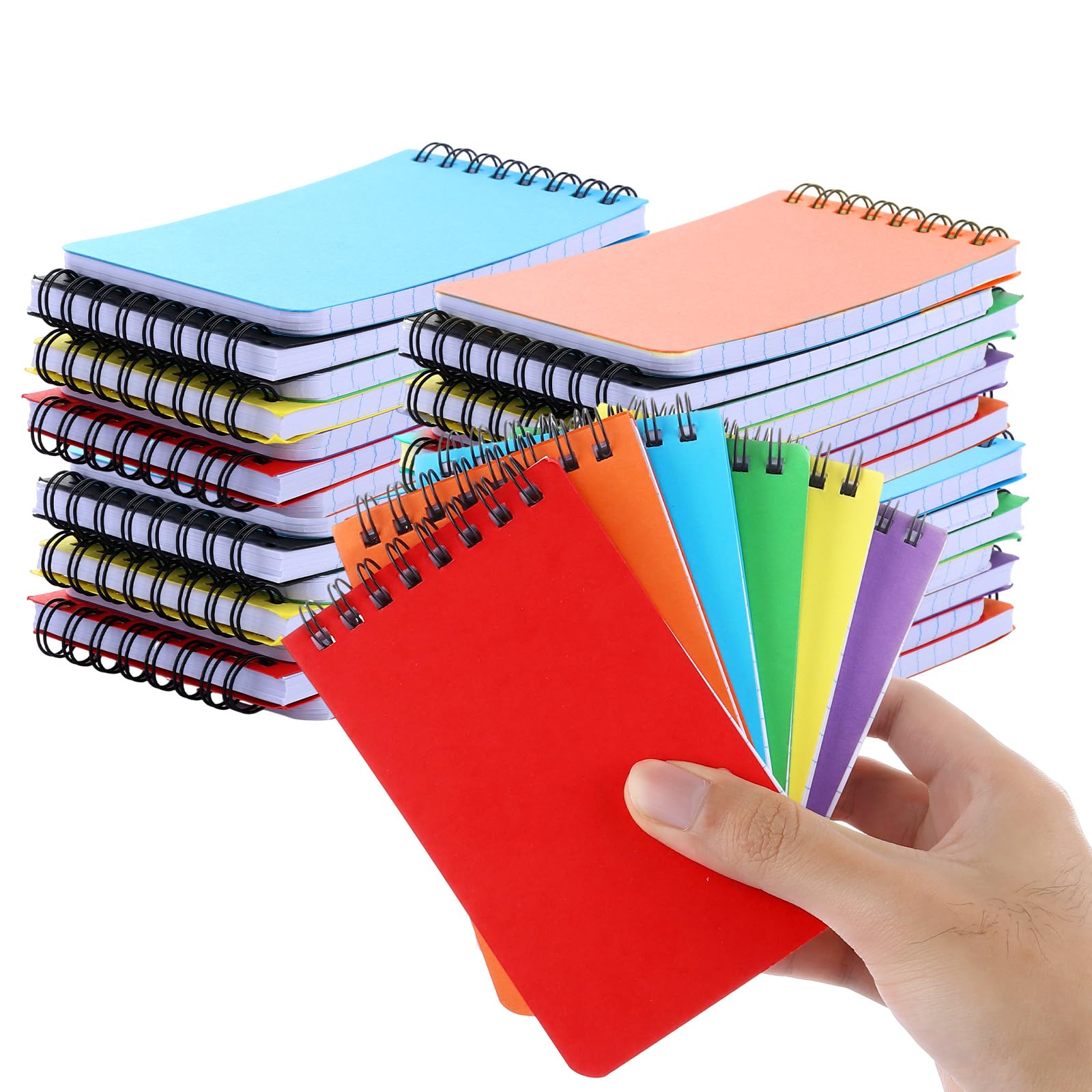 DAJAVE 35 Pcs A7 Pocket Notebook Small Spiral Notebooks Pocket Size 3 x 5 Inch Mini Notebook Notepad A7 Pocket Book for School Office Supplies - 7 Colors
