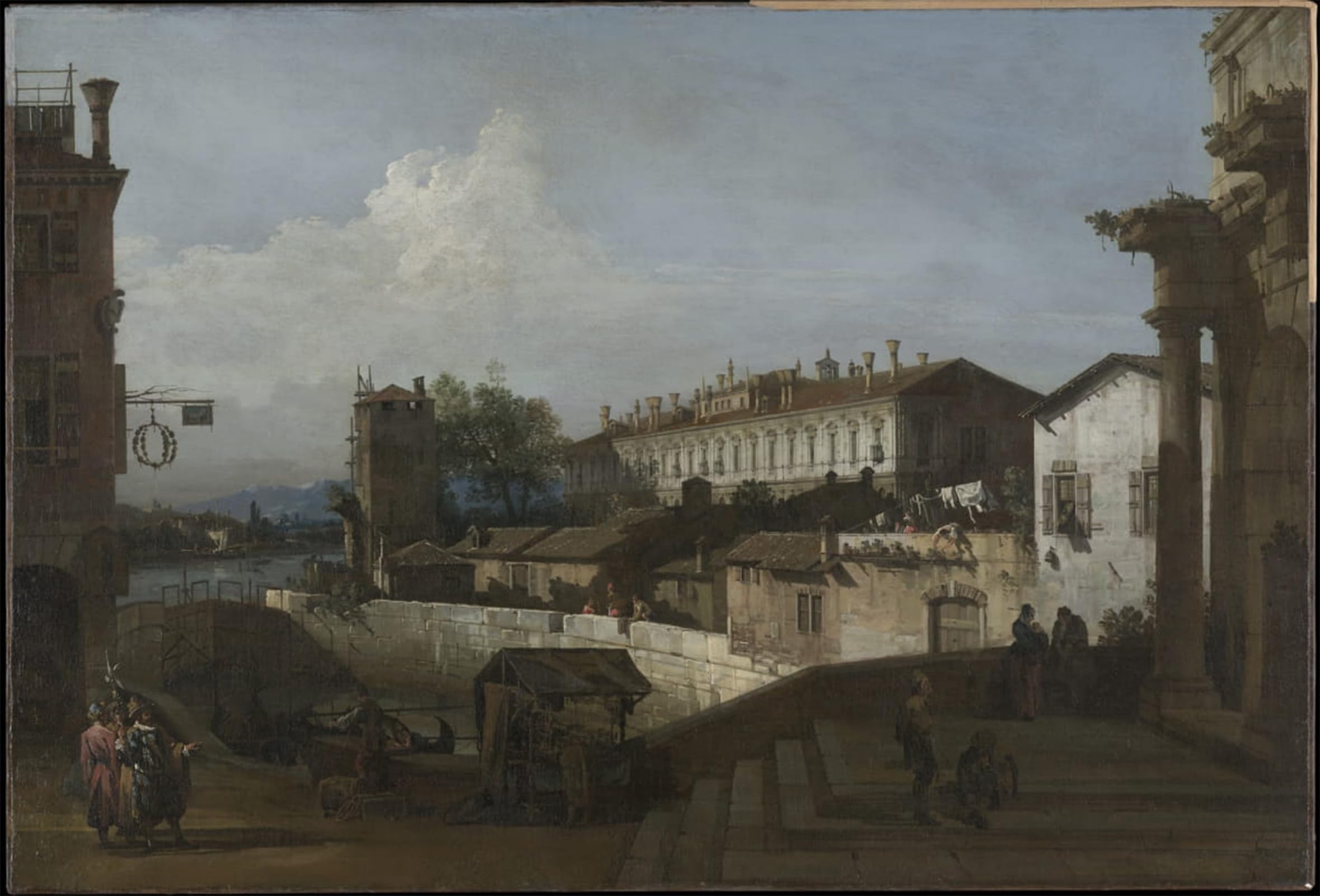 Artxlxxbn No Frame Famous Print Painting Colorful Art Print The Lock At Dolo By Bernardo Bellotto Canvas Art Decorations For Home Decor 60X90cm