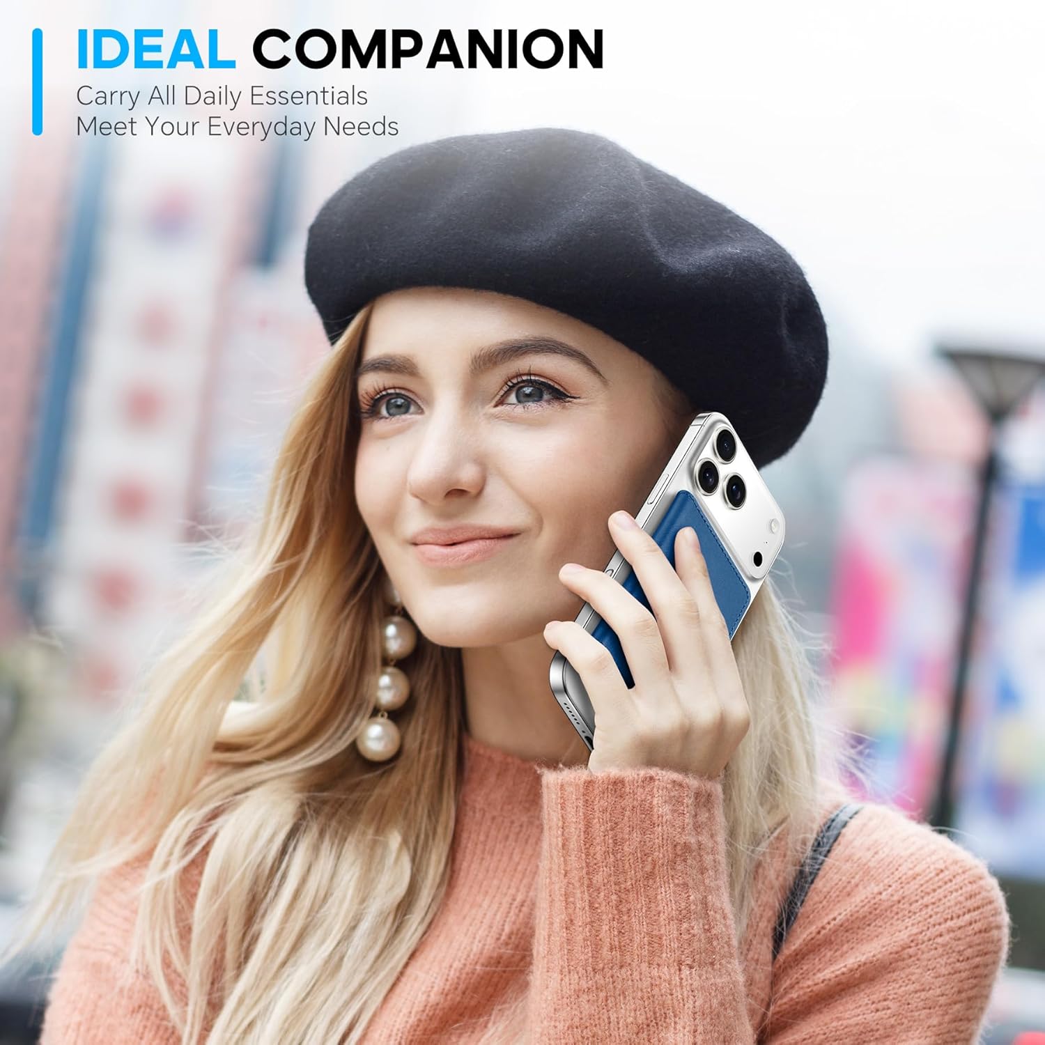 SHIELDON Genuine Leather Magnetic Wallet Compatible with MagSafe - RFID Blocking, 6 Card Slots, Slim Card Holder for iPhone 17/16/15/14/13/12 Series - Nappa Royal Blue - Image 9