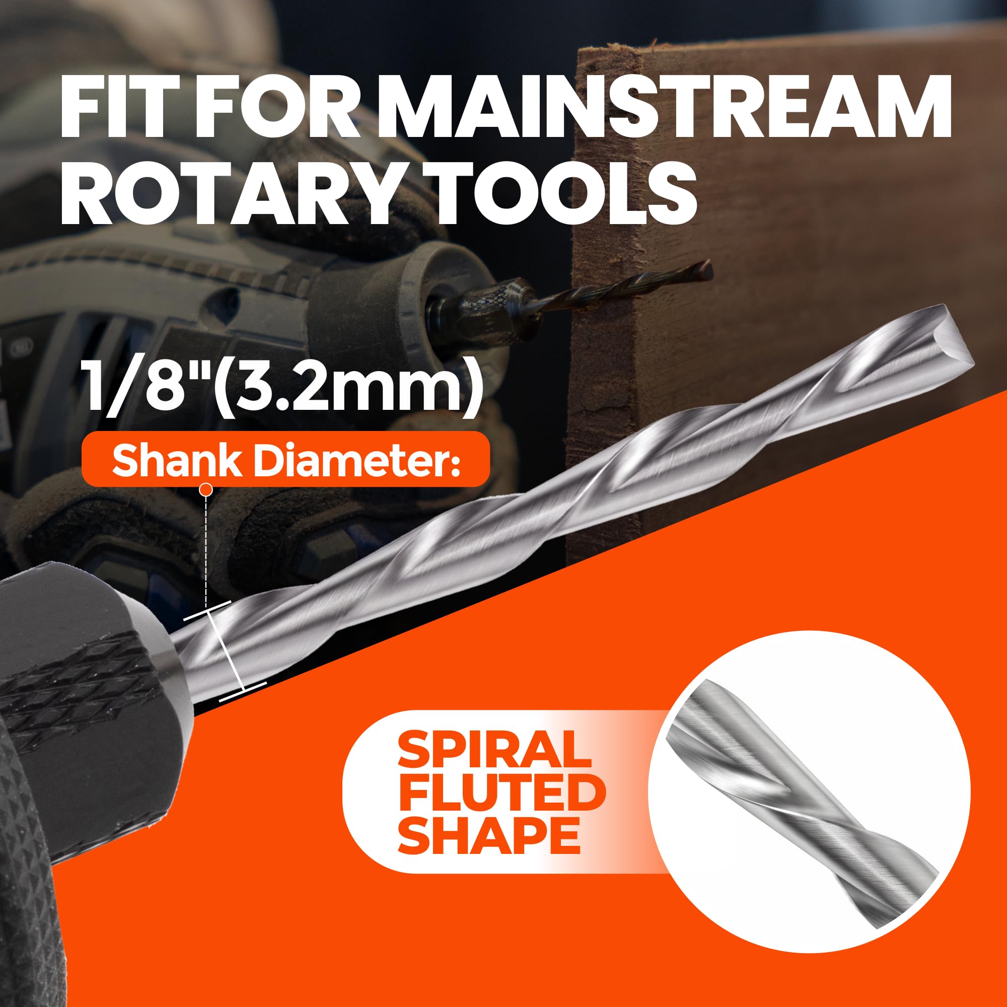 1/8" M2 Drill Bits - 12 Pack for Rotary Tools -2