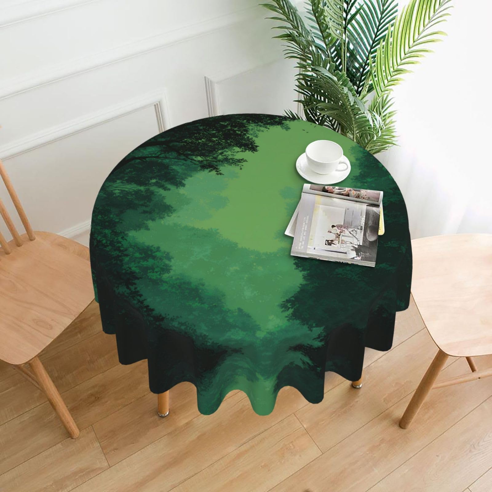 HLBSDM Misty Forest Printed Practical Round Tablecloth, Durable, Suitable for Home, Restaurant, Hotel, Gathering, and Decorative Table Covers