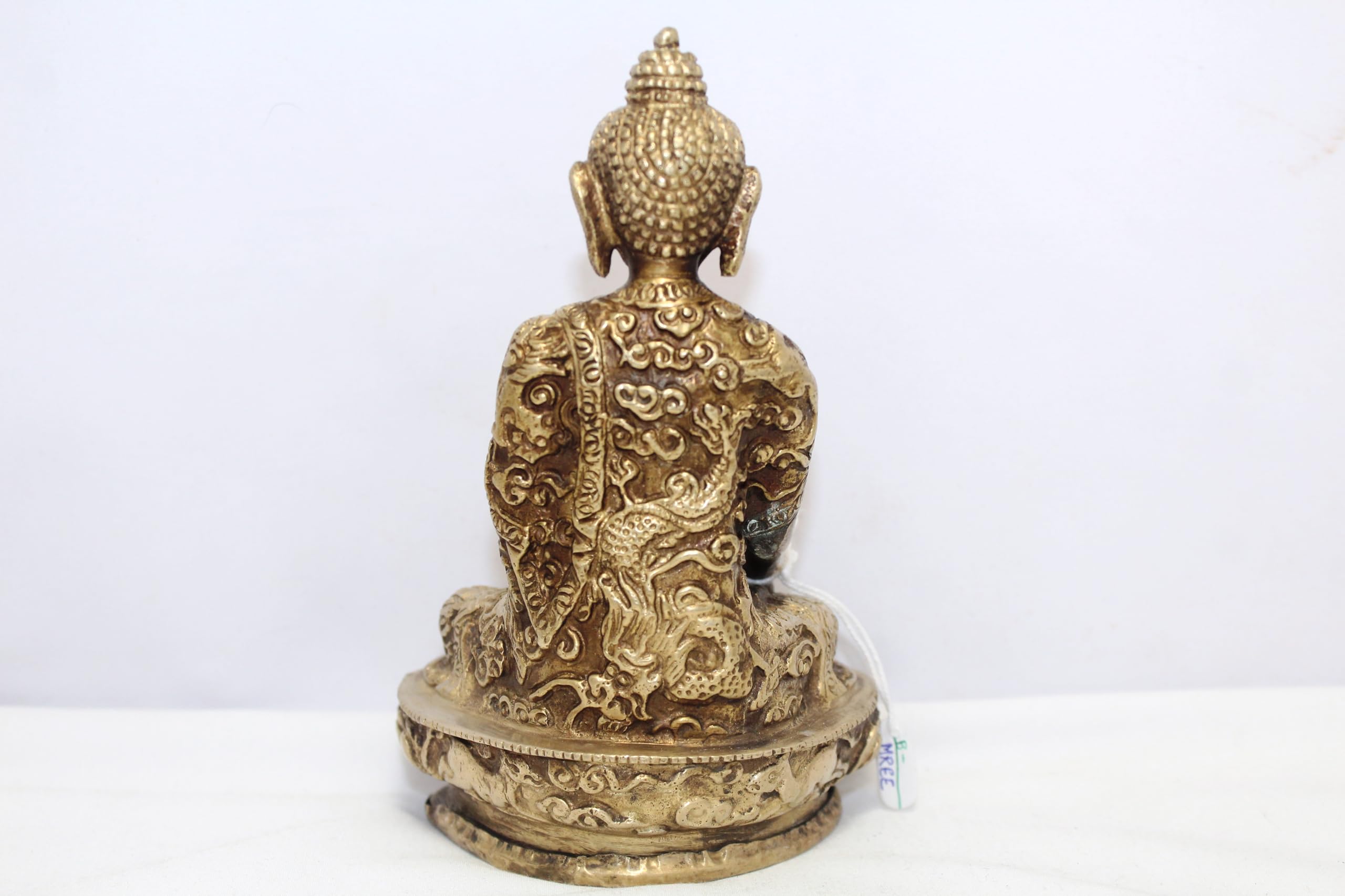 Rajasthan Gems Mosiężna statuetka Buddy buddyzm religia azjatycka dekoracja do domu figurka ręcznie grawerowana E368